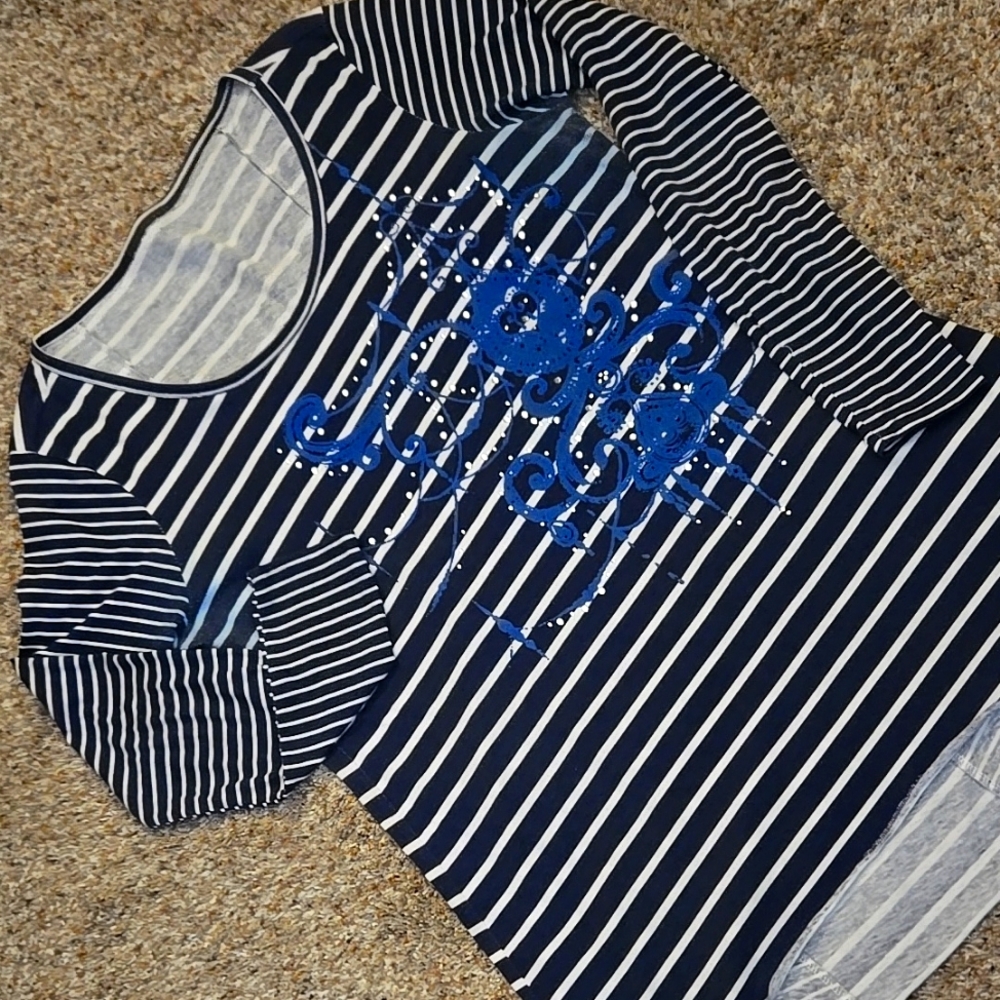 Navy & White Top